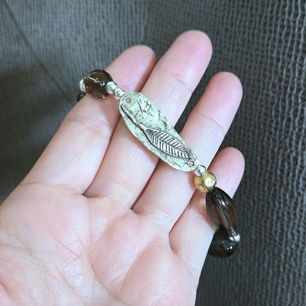 Noa Zuman Simulated Smokey🔥 Quartz Stretch Bracelet - NWT - Picture 11 of 16